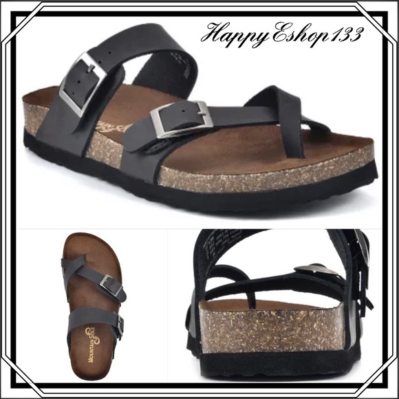 Mountain Sole Shoes Mountain Sole Womens Leather Strap Sandal Black